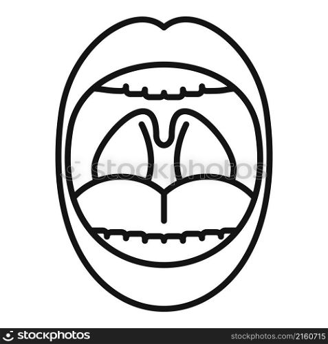 Mouth tonsillitis icon outline vector. Tonsil anatomy. Bacterial ent. Mouth tonsillitis icon outline vector. Tonsil anatomy