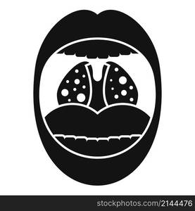 Mouth tonsillitis icon simple vector. Tonsil anatomy. Bacterial ent. Mouth tonsillitis icon simple vector. Tonsil anatomy