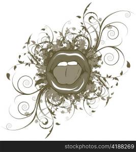 mouth with floral vector illustration