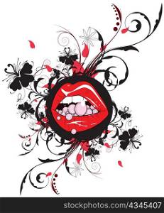 mouth with floral vector illustration