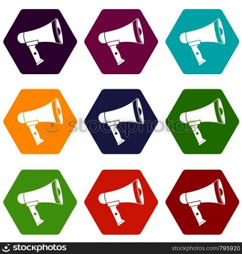 Mouthpiece icon set many color hexahedron isolated on white vector illustration. Mouthpiece icon set color hexahedron