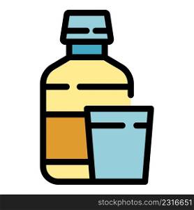 Mouthwash bottle glass icon. Outline mouthwash bottle glass vector icon color flat isolated. Mouthwash bottle glass icon color outline vector
