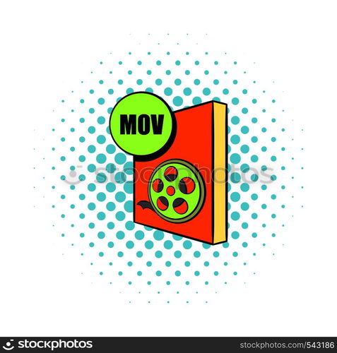 MOV file icon in comics style on a white background. MOV file icon in comics style