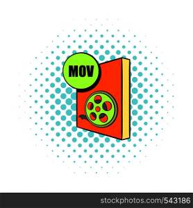 MOV file icon in comics style on a white background. MOV file icon in comics style