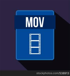 MOV file icon in flat style on a violet background. MOV file icon, flat style