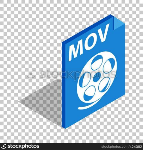 MOV video file extension isometric icon 3d on a transparent background vector illustration. MOV video file extension isometric icon