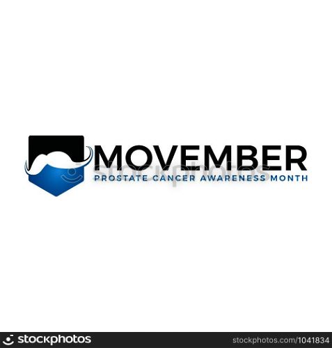 Movember cancer awareness Vector icon. Male Face with Mustache and hand lettering text symbolize Movember Awareness Month.