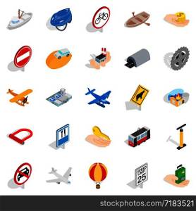 Movement icons set. Isometric set of 25 movement vector icons for web isolated on white background. Movement icons set, isometric style