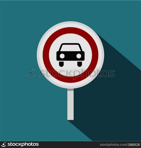Movement of motor vehicles is forbidden icon. Flat illustration of movement of motor vehicles is forbidden vector icon for web isolated on baby blue background. Movement of motor vehicles is forbidden icon