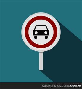 Movement of motor vehicles is forbidden icon. Flat illustration of movement of motor vehicles is forbidden vector icon for web isolated on baby blue background. Movement of motor vehicles is forbidden icon