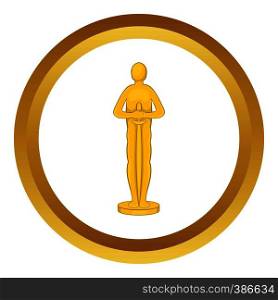 Movie award vector icon in golden circle, cartoon style isolated on white background. Movie award vector icon