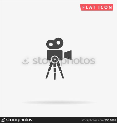 Movie camera flat vector icon. Hand drawn style design illustrations.. flat vector icon