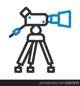Movie Camera Icon. Editable Bold Outline With Color Fill Design. Vector Illustration.