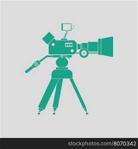 Movie camera icon. Gray background with green. Vector illustration.
