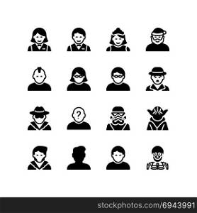 Movie characters and people icon set