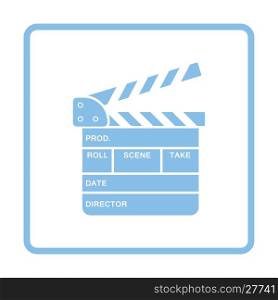 Movie clap board icon. Blue frame design. Vector illustration.