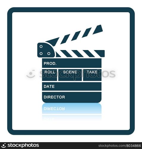 Movie clap board icon. Shadow reflection design. Vector illustration.