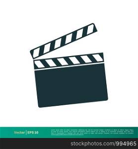 Movie Clapper Board Icon Vector Logo Template Illustration Design. Vector EPS 10.