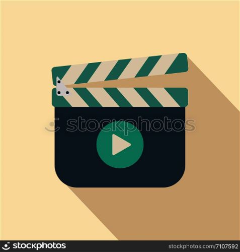Movie clapper board icon with shadow, illustraion