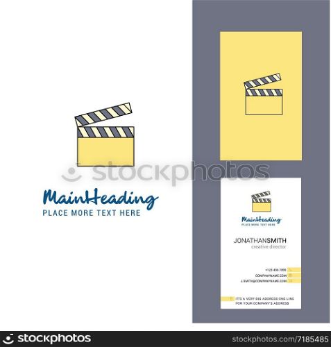 Movie clip Creative Logo and business card. vertical Design Vector
