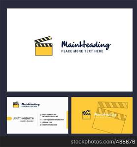 Movie clip Logo design with Tagline & Front and Back Busienss Card Template. Vector Creative Design