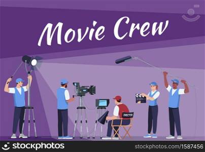 Movie crew social poster template. Professional film equipment. Commercial flyer design with semi flat illustration. Vector cartoon promo card. Filming industry advertising invitation. Movie crew social poster template