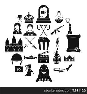 Movie director icons set. Simple set of 25 movie director vector icons for web isolated on white background. Movie director icons set, simple style