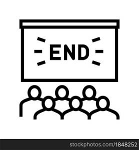 movie end in cinema line icon vector. movie end in cinema sign. isolated contour symbol black illustration. movie end in cinema line icon vector illustration