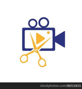 Movie film editor vector logo design. Video editing logo concept.	