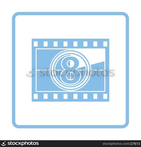 Movie frame with countdown icon. Blue frame design. Vector illustration.