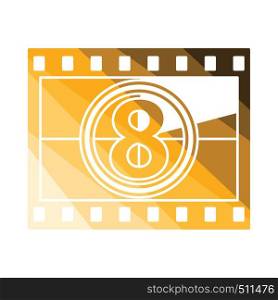 Movie frame with countdown icon. Flat color design. Vector illustration.