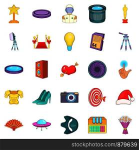 Movie house icons set. Cartoon set of 25 movie house vector icons for web isolated on white background. Movie house icons set, cartoon style