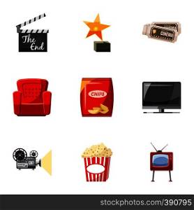 Movie icons set. Cartoon illustration of 9 movie vector icons for web. Movie icons set, cartoon style
