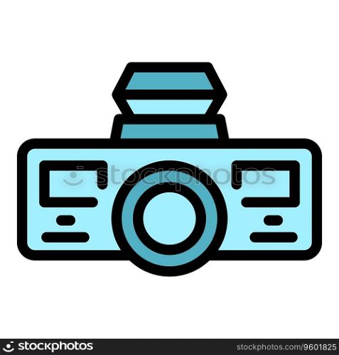 Movie projector icon outline vector. Car screen. Cinema show color flat. Movie projector icon vector flat