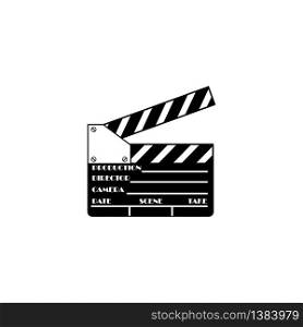 Movie slate icon in black simple design on an isolated white background. EPS 10 vector.. Movie slate icon in black simple design on an isolated white background. EPS 10 vector