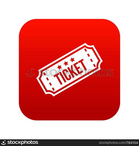 Movie ticket icon digital red for any design isolated on white vector illustration. Movie ticket icon digital red