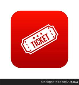Movie ticket icon digital red for any design isolated on white vector illustration. Movie ticket icon digital red
