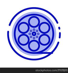Movies, Play, Video, American Blue Dotted Line Line Icon