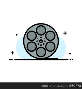 Movies, Play, Video, American Business Flat Line Filled Icon Vector Banner Template