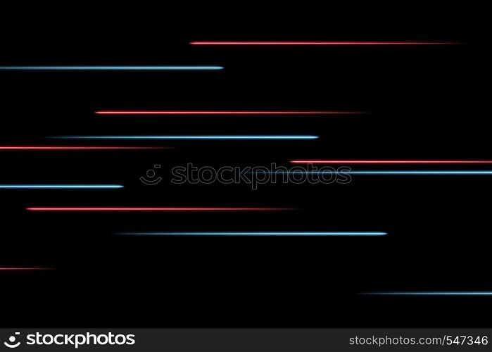 Moving abstract neon lines in space. Abstract blue and red neon lines in space on dark isolated background. Vector light effect.. Moving abstract neon lines in space. Abstract blue and red neon lines in space on dark isolated background. Vector light effect