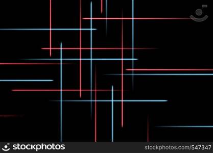 Moving abstract neon lines in space. Abstract blue and red neon lines in space on dark isolated background. Vector light effect.. Moving abstract neon lines in space. Abstract blue and red neon lines in space on dark isolated background. Vector light effect