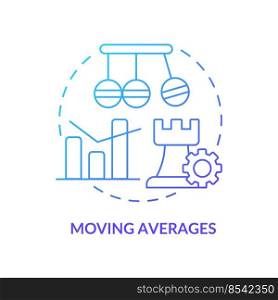 Moving averages blue gradient concept icon. Business data analytics. Trend trading strategy abstract idea thin line illustration. Isolated outline drawing. Myriad Pro-Bold font used. Moving averages blue gradient concept icon
