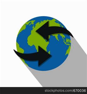 Moving earth icon. Flat illustration of moving earth vector icon for web. Moving earth icon, flat style.