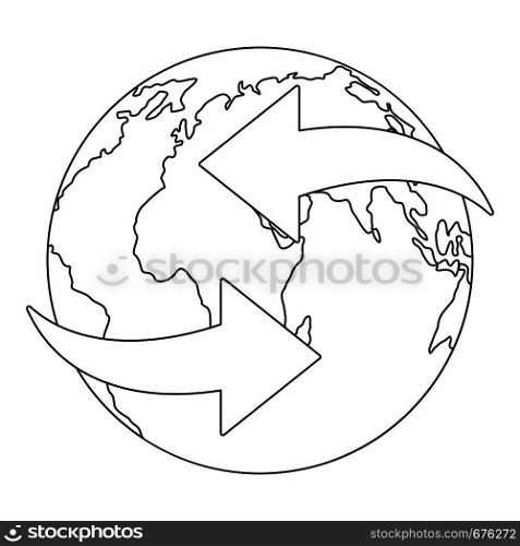 Moving earth icon. Outline illustration of moving earth vector icon for web. Moving earth icon, outline style.