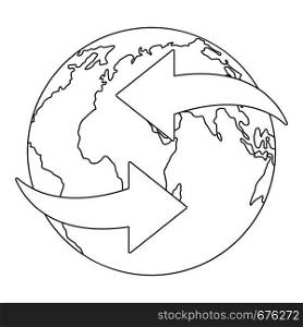 Moving earth icon. Outline illustration of moving earth vector icon for web. Moving earth icon, outline style.