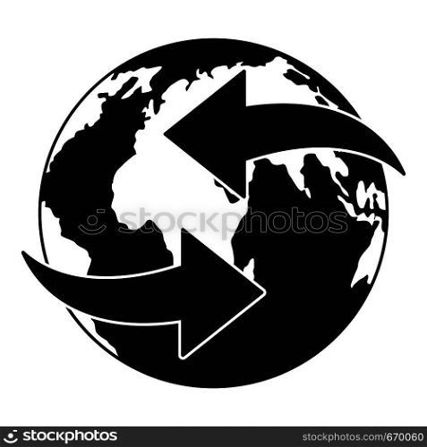 Moving earth icon. Simple illustration of moving earth vector icon for web. Moving earth icon, simple style.