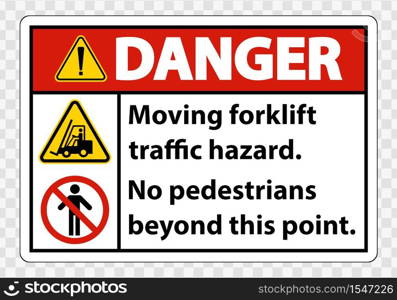 Moving forklift traffic hazard,No pedestrians beyond this point,Symbol Sign Isolate on transparent Background,Vector Illustration