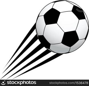 Moving soccer ball, black and white. Sport icon design. Illustration isolated on white background.