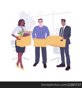 Moving to a new office isolated cartoon vector illustrations. Group of colleagues hold boxes, arrival in new office, moving process, changing business location, entrepreneur vector cartoon.. Moving to a new office isolated cartoon vector illustrations.