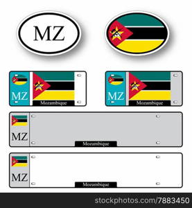 mozambique auto set against white background, abstract vector art illustration, image contains transparency